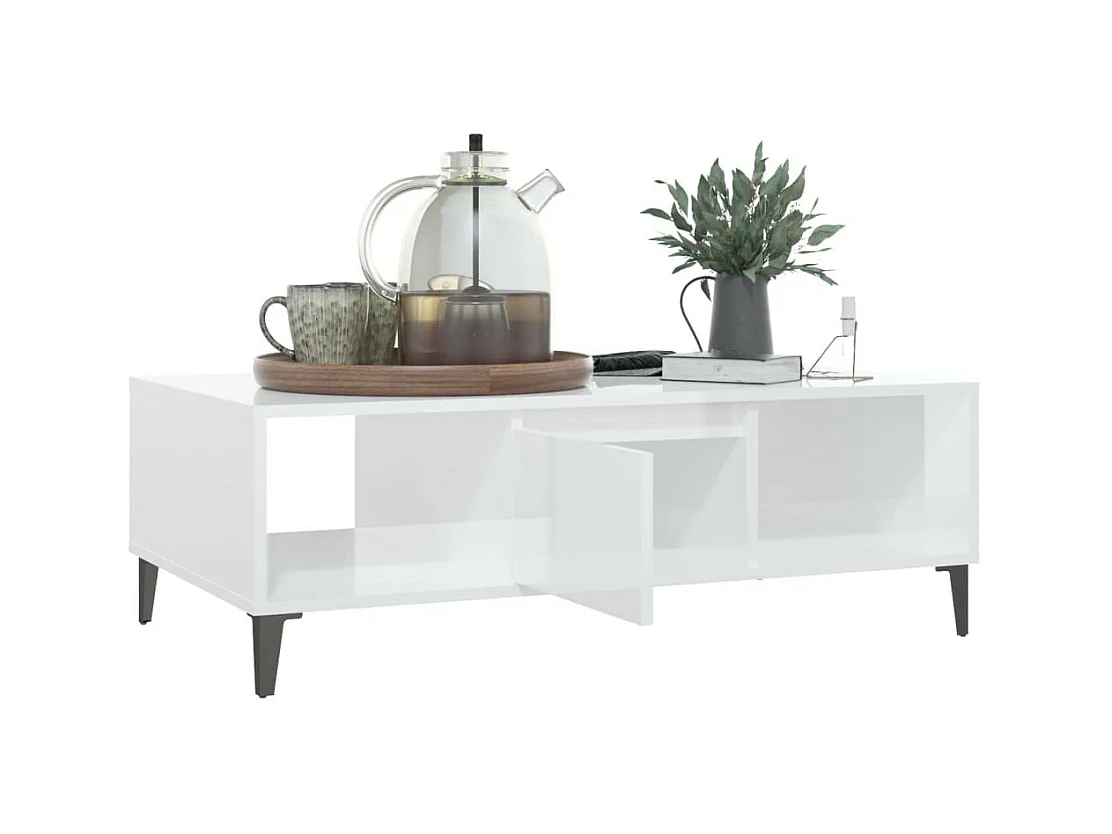 Table basse Blanc brillant 103,5x60x35