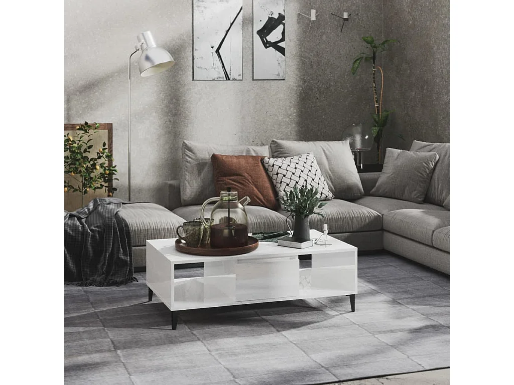 Table basse Blanc brillant 103,5x60x35