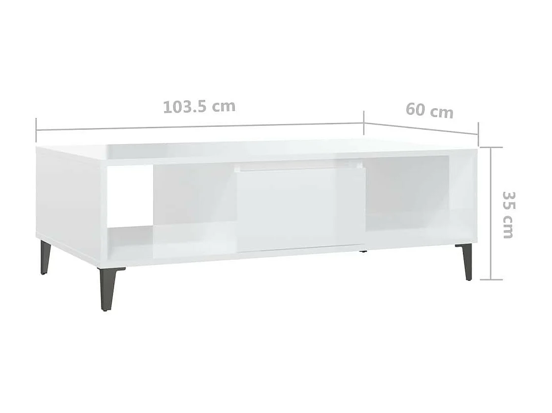 Table basse Blanc brillant 103,5x60x35