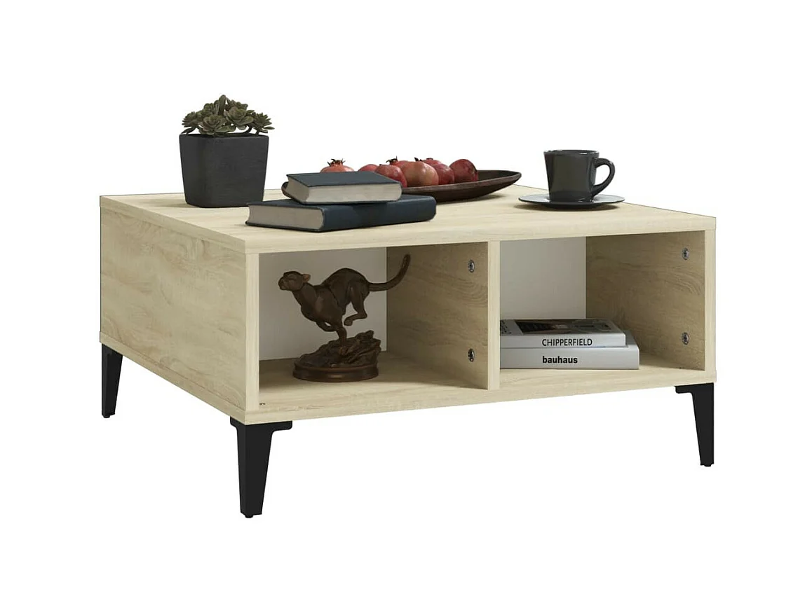 Table basse Blanc et chêne sonoma 60x60x30 2