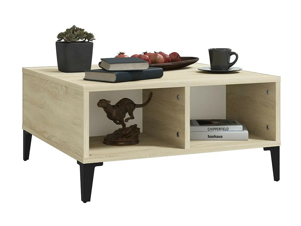 Table basse Blanc et chêne sonoma 60x60x30 2