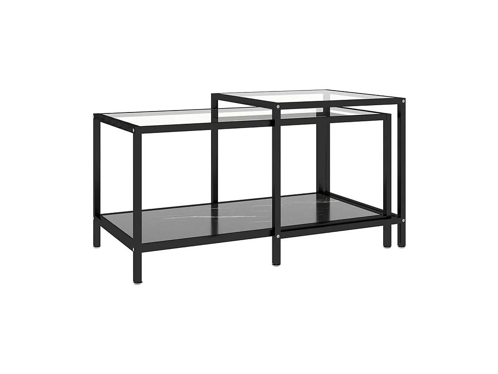 Tables à thé 2 pcs Verre trempé Noir 2