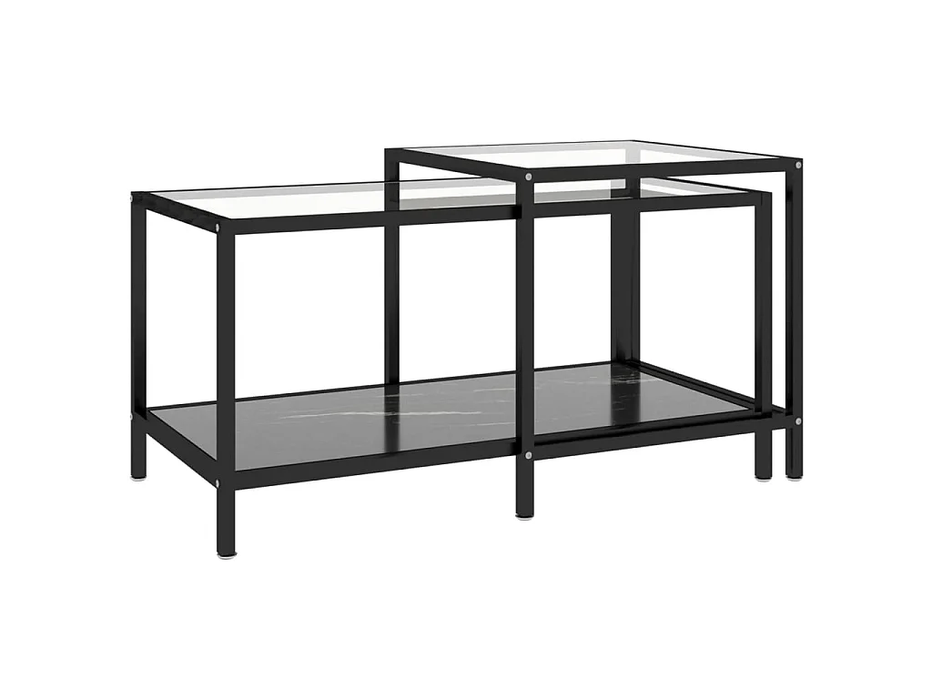 Tables à thé 2 pcs Verre trempé Noir 2
