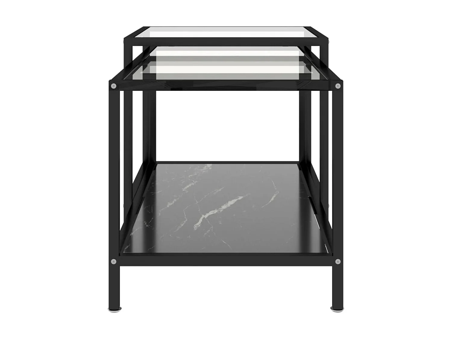 Tables à thé 2 pcs Verre trempé Noir 2