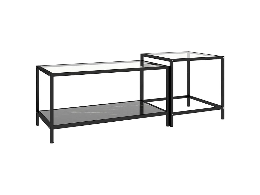 Tables à thé 2 pcs Verre trempé Noir 2