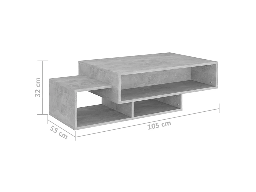 Salontafel 105x55x32 cm spaanplaat betongrijs