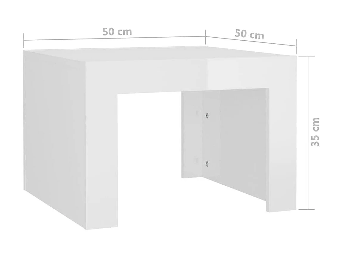 Salontafel 50x50x35 cm spaanplaat hoogglans wit