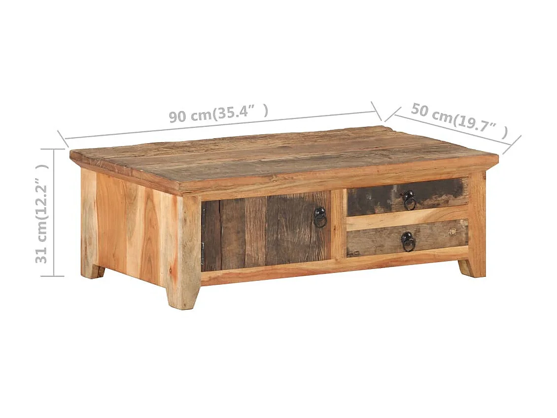 Table basse 90x50x31 Bois de récupération massif
