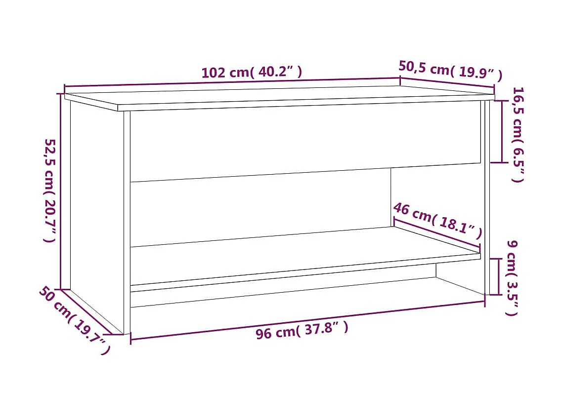 Table basse Chêne fumé 102x50x52,5 Bois d'ingénierie
