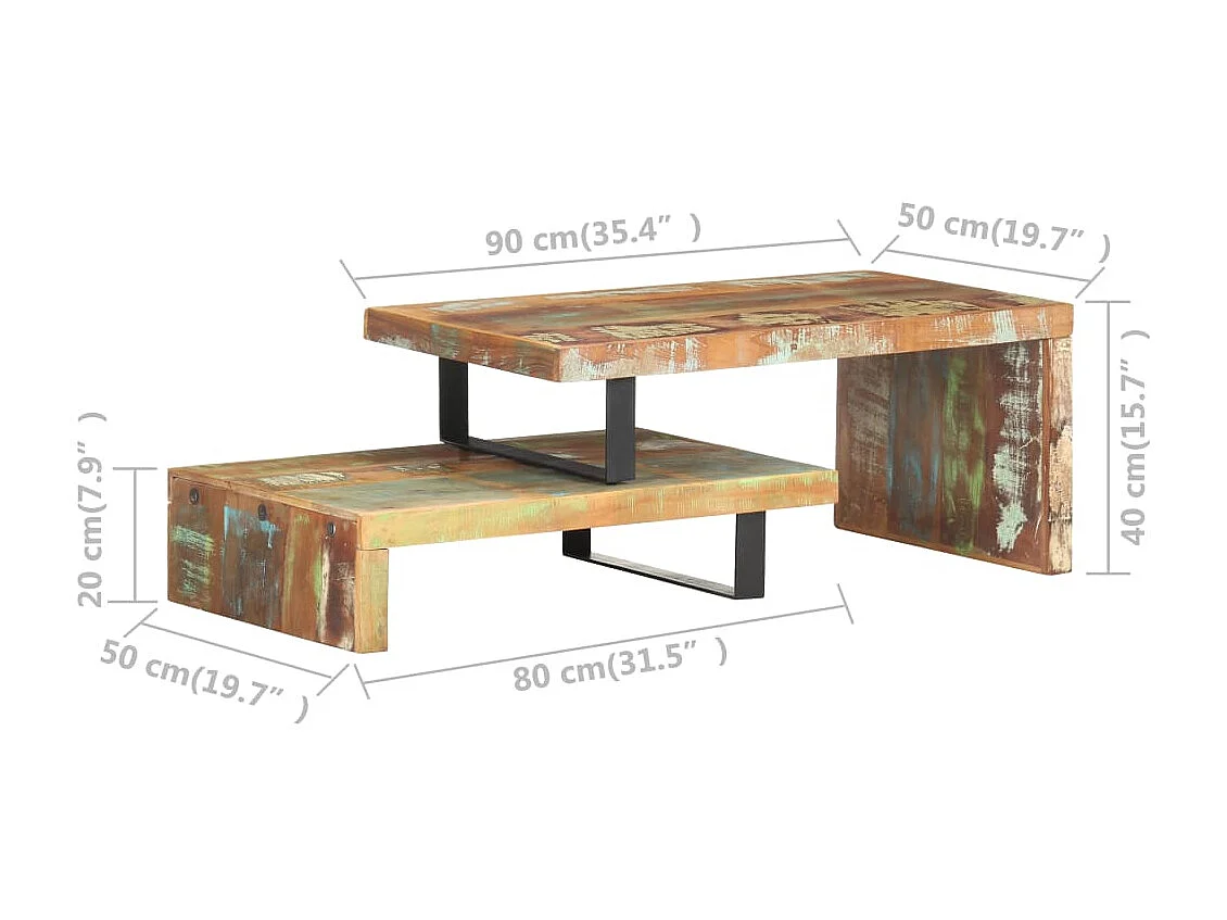 Ensemble de table basse 2 pcs Bois de récupération massif