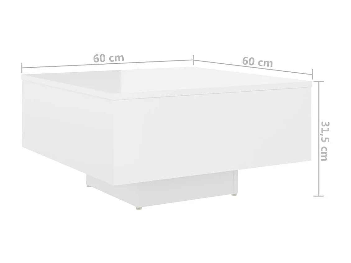 Table basse Blanc brillant 60x60x31,5