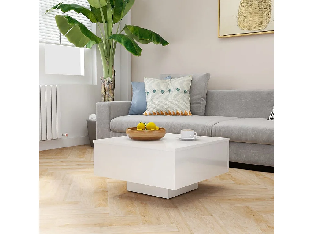 Table basse Blanc brillant 60x60x31,5