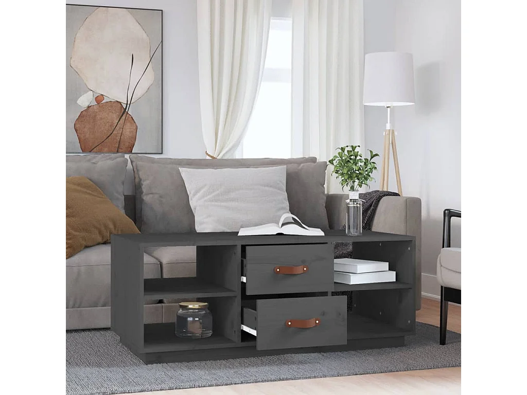 Table basse Gris 100x50x41 Bois massif de pin