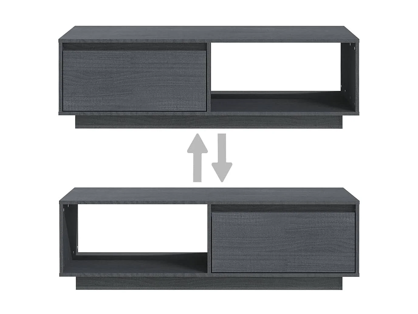 Table basse Gris 110x50x33,5 Bois de pin massif 2