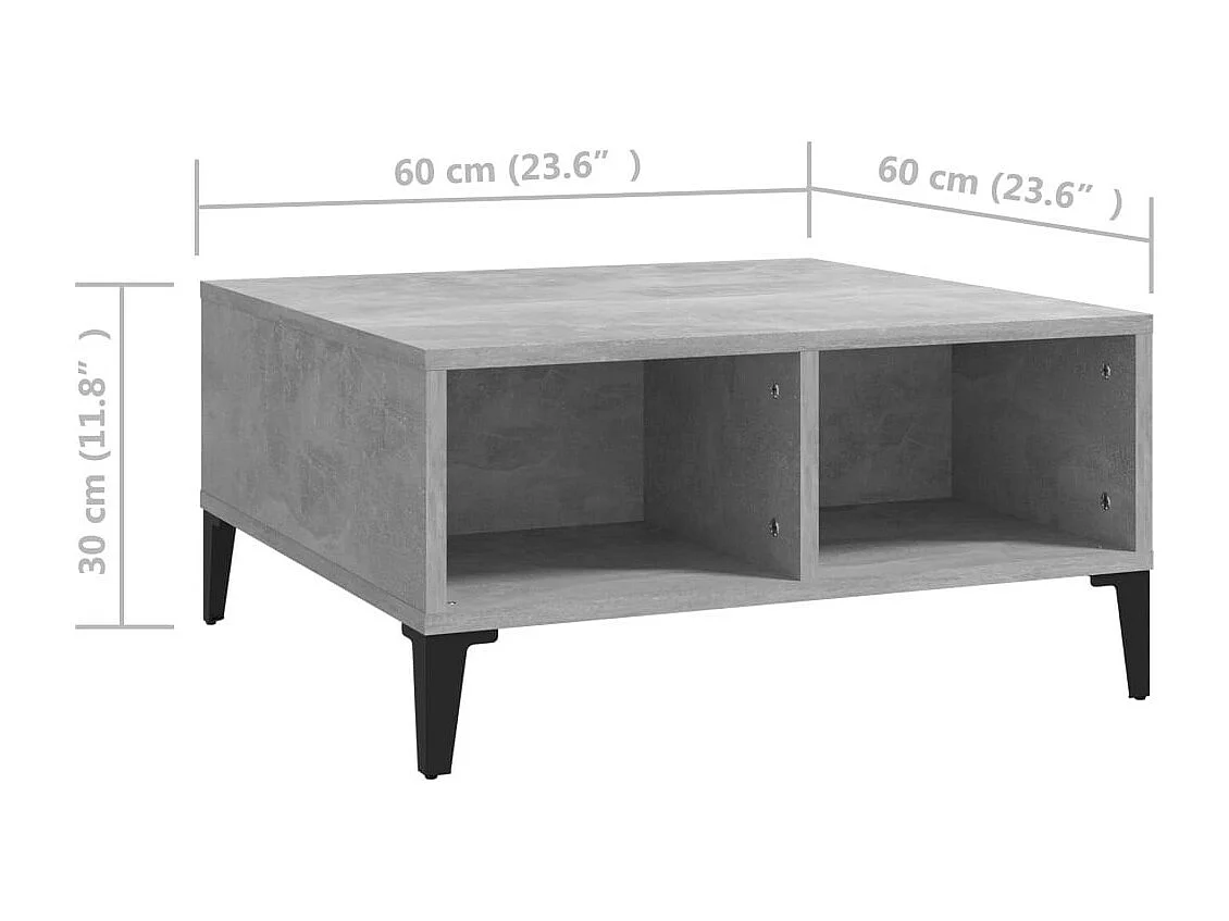 Table basse Gris béton 60x60x30