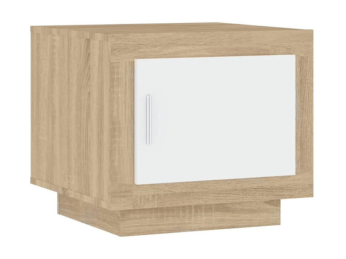 Table basse Blanc et chêne sonoma 51x50x45 Bois d'ingénierie