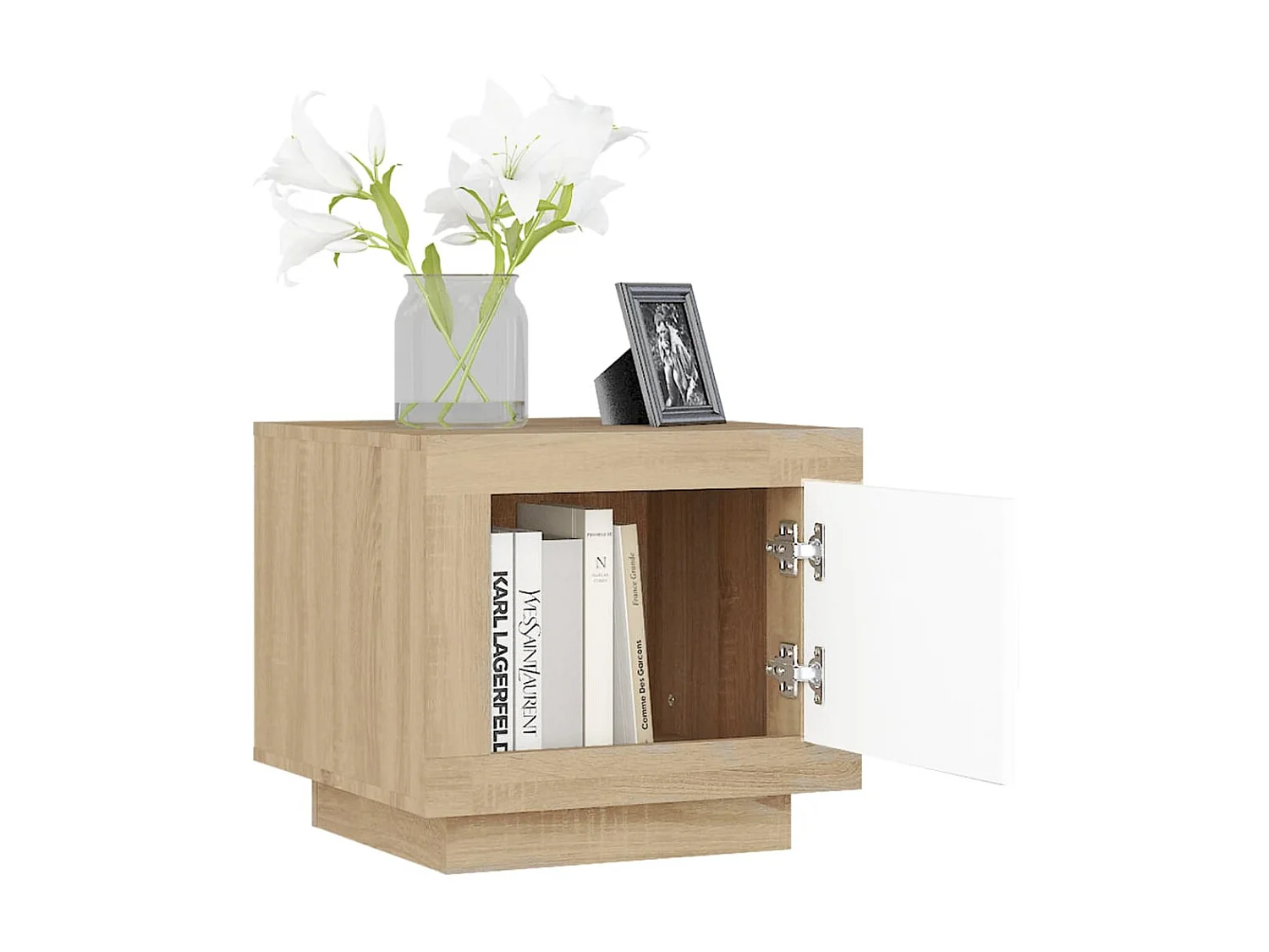 Table basse Blanc et chêne sonoma 51x50x45 Bois d'ingénierie