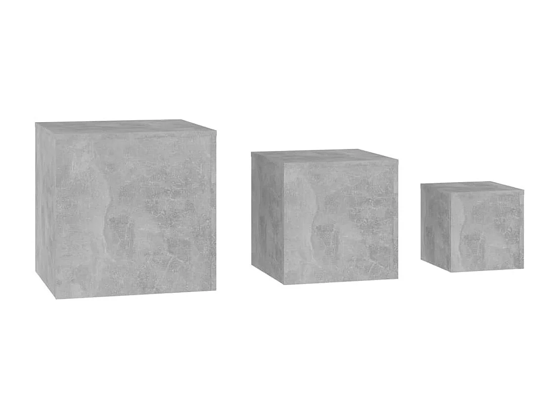 Tables d'appoint bois gris béton Palo - Lot de 3