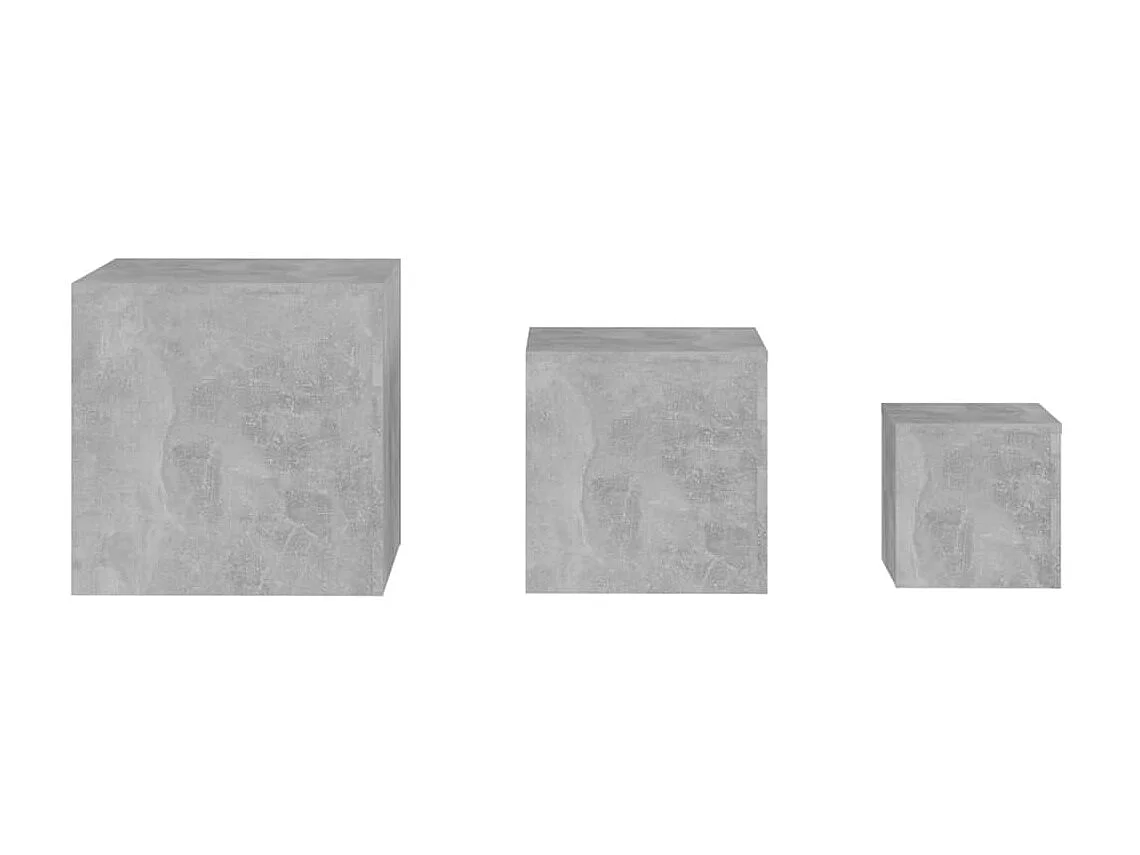 Tables d'appoint bois gris béton Palo - Lot de 3