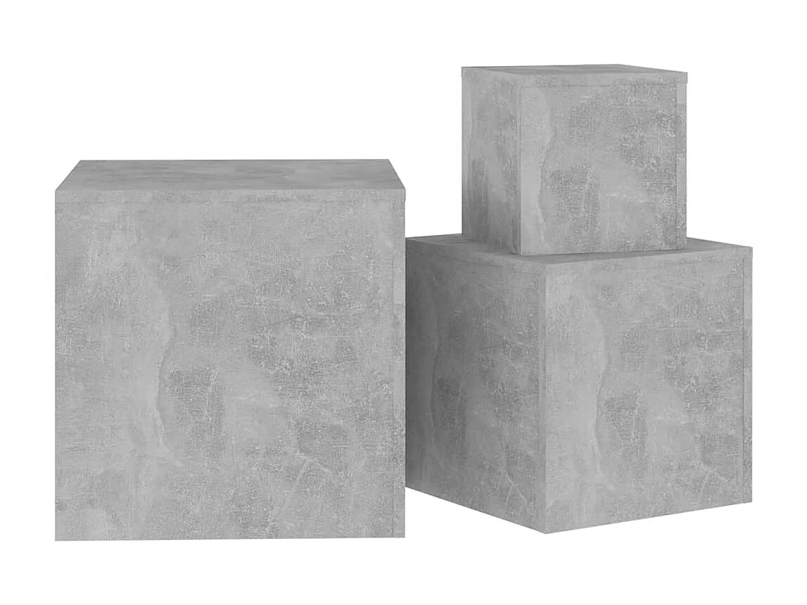 Tables d'appoint bois gris béton Palo - Lot de 3