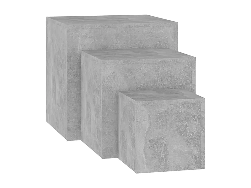 Tables d'appoint bois gris béton Palo - Lot de 3