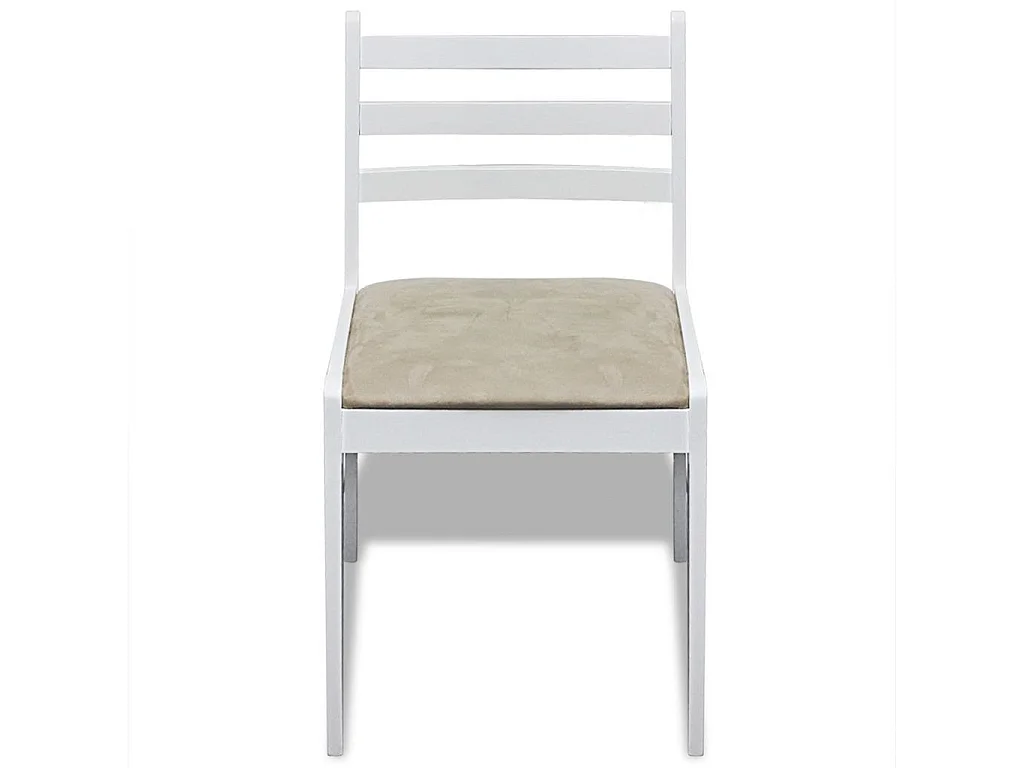 Chaise hévéa massif blanc et assise tissu Yano - Lot de 6
