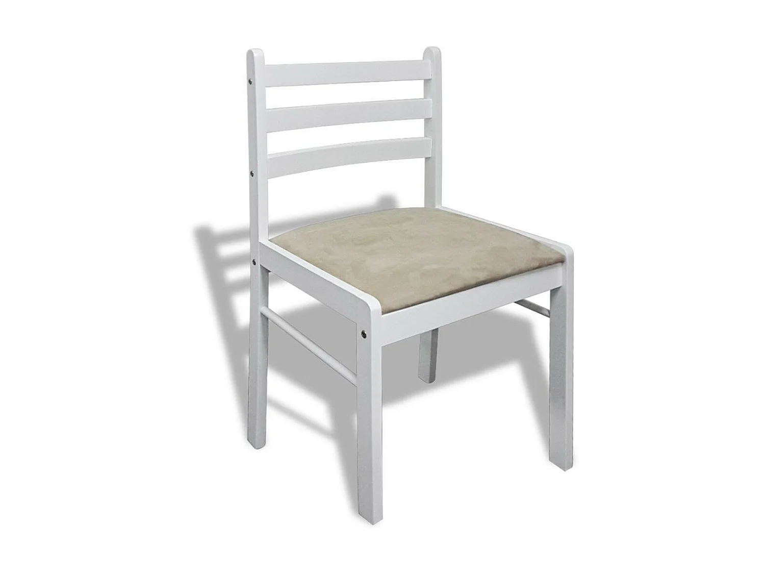 Chaise hévéa massif blanc et assise tissu Yano - Lot de 6
