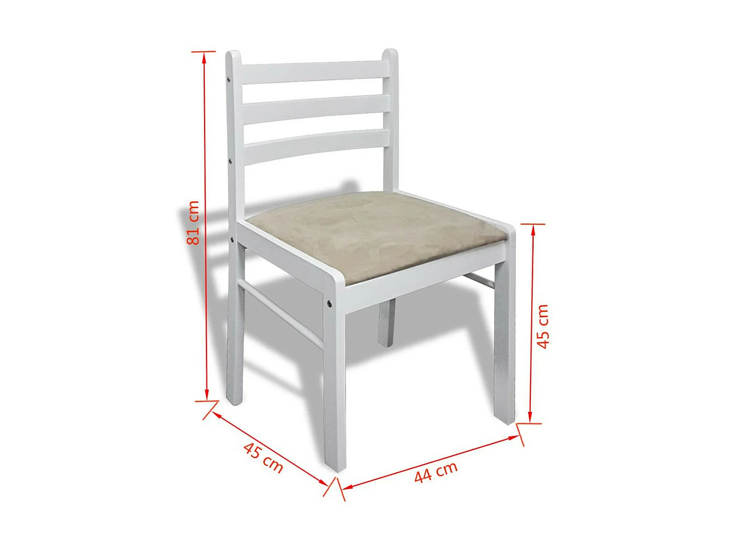 Chaise hévéa massif blanc et assise tissu Yano - Lot de 6