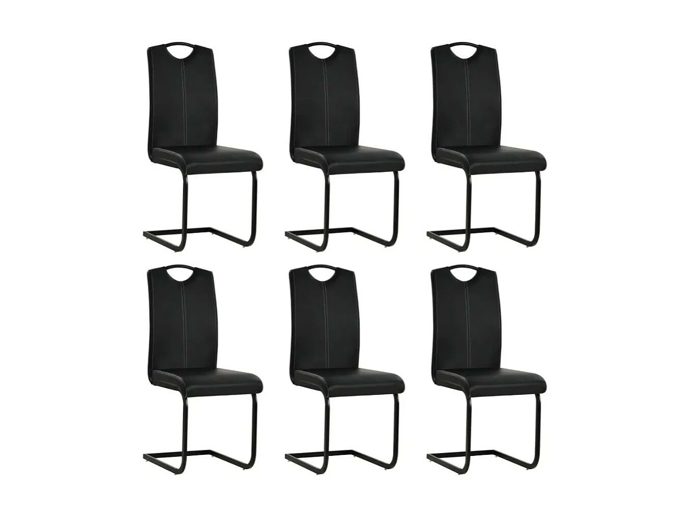 Chaise similicuir noir et pieds métal chromé Mikarelane - Lot de 6