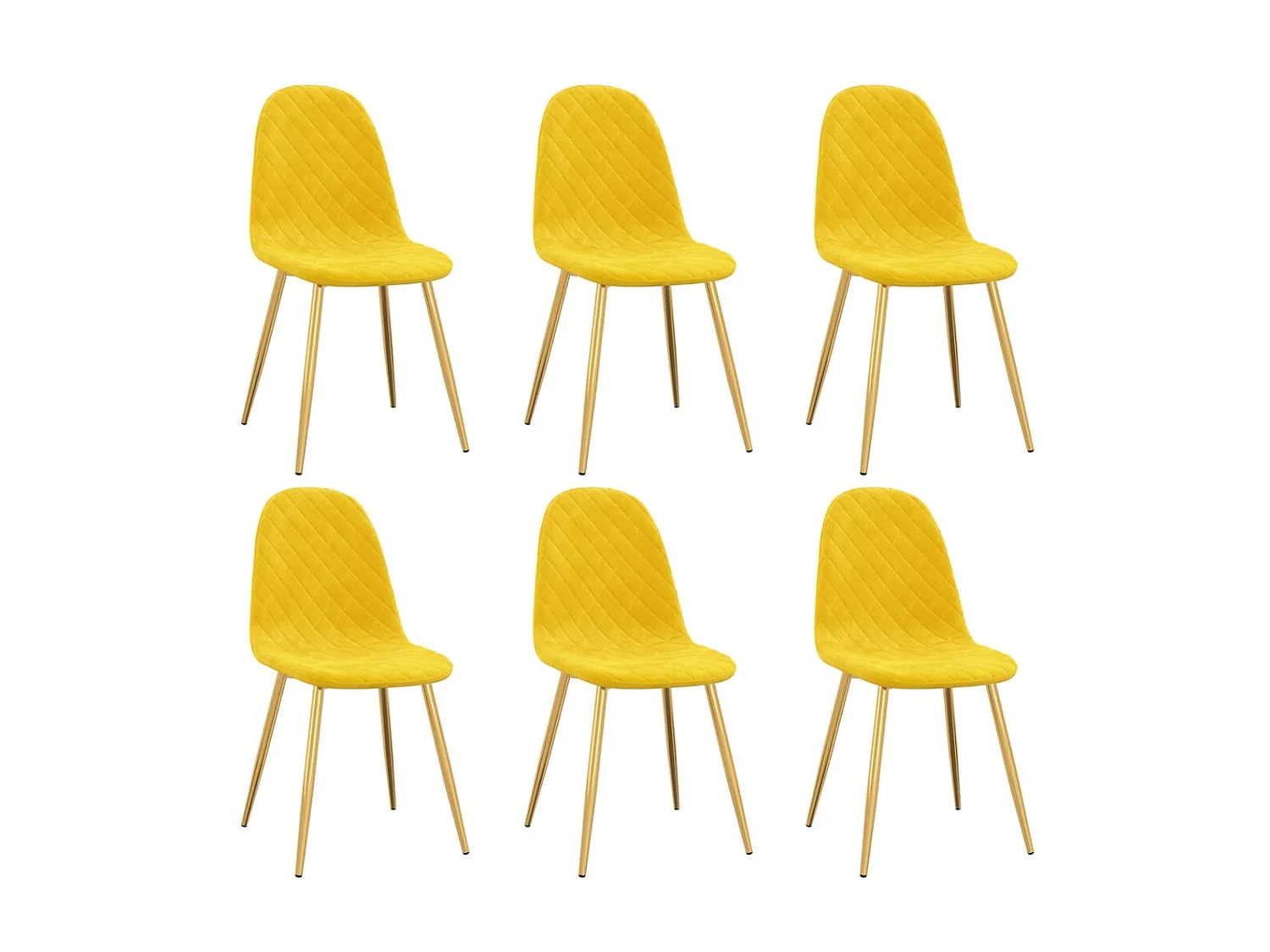 Chaises de salle à manger 6 pcs Jaune moutarde Velours 6