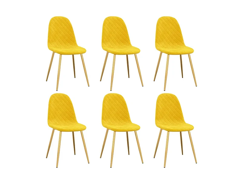 Chaises de salle à manger 6 pcs Jaune moutarde Velours 6