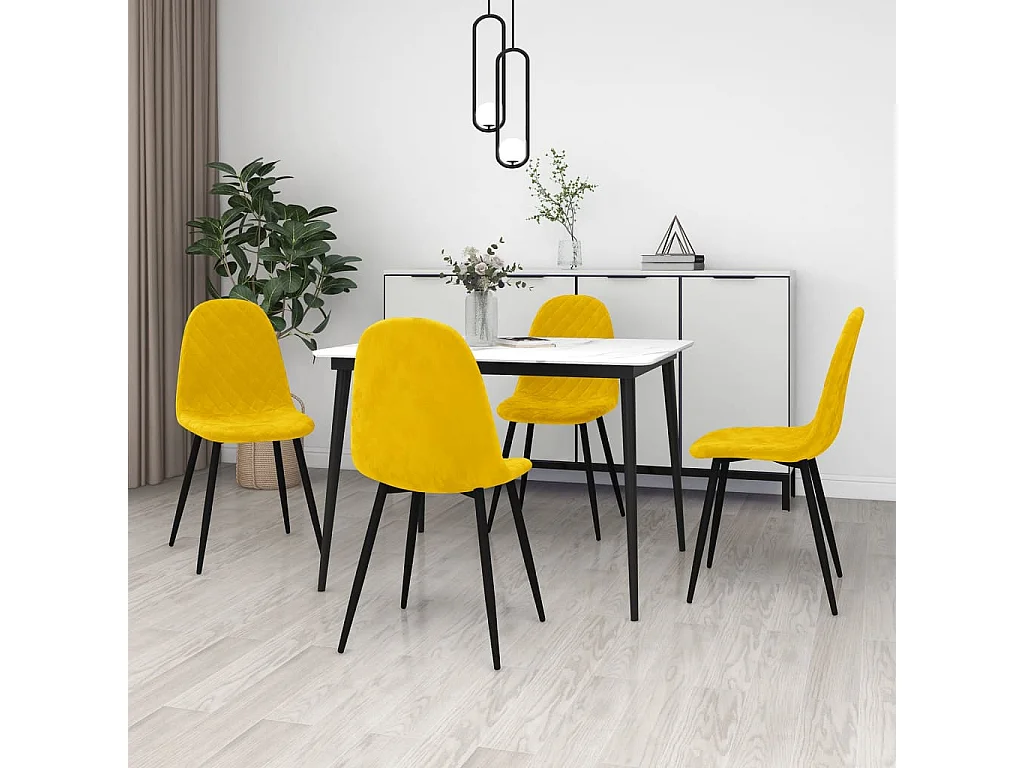 Chaises de salle à manger 4 pcs Jaune moutarde Velours 4