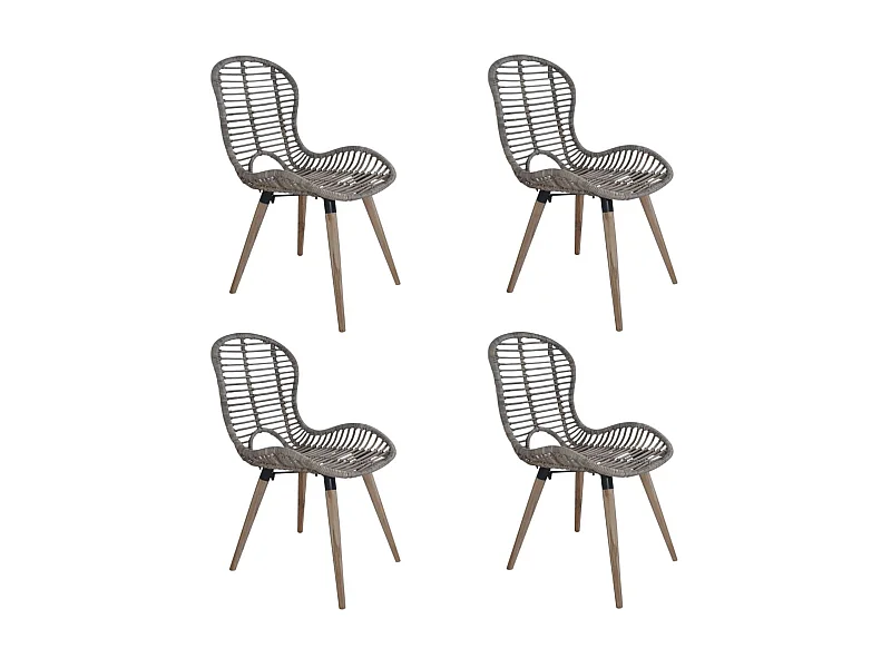 Chaises de salle à manger 4 pcs Marron Rotin naturel 2