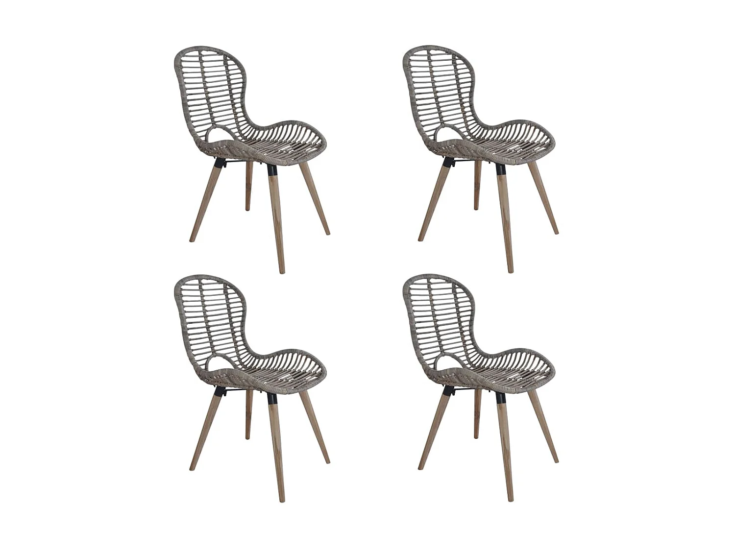 Chaises de salle à manger 4 pcs Marron Rotin naturel 2