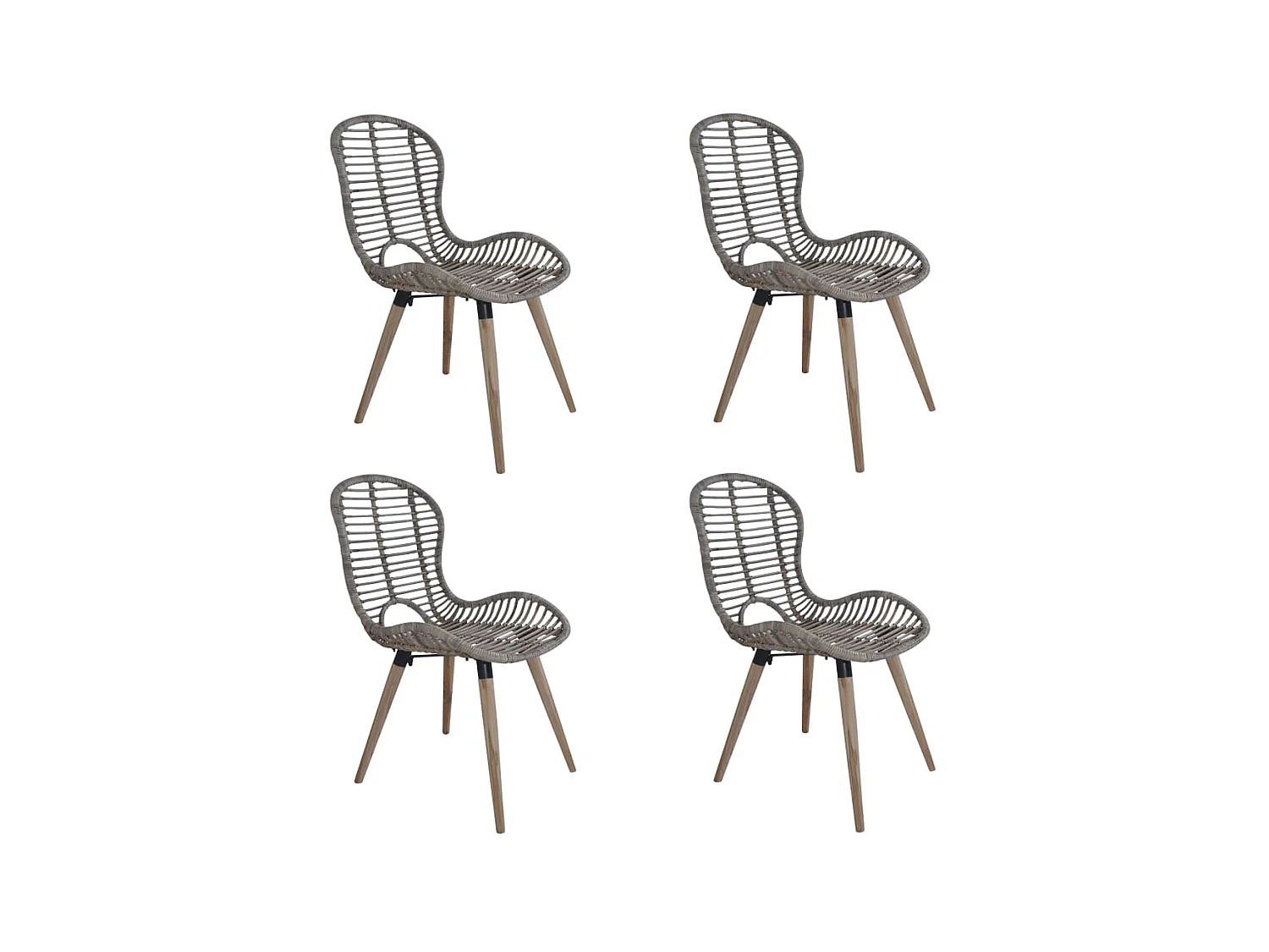 Chaises de salle à manger 4 pcs Marron Rotin naturel 2