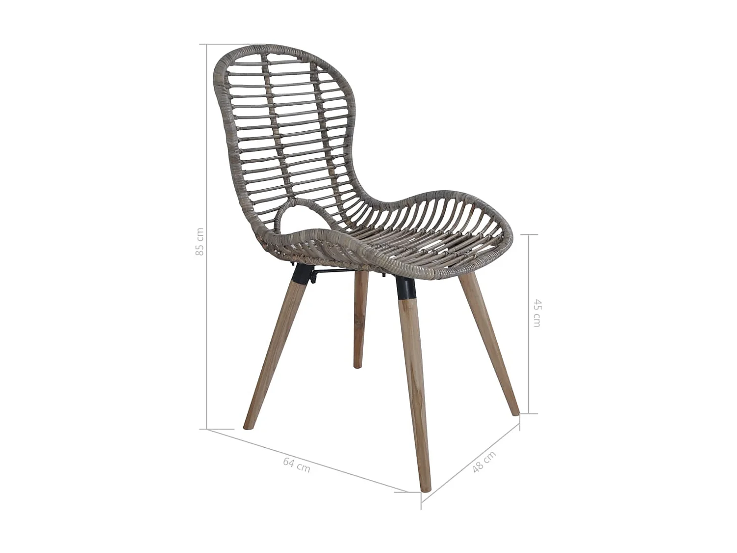 Chaises de salle à manger 4 pcs Marron Rotin naturel 2