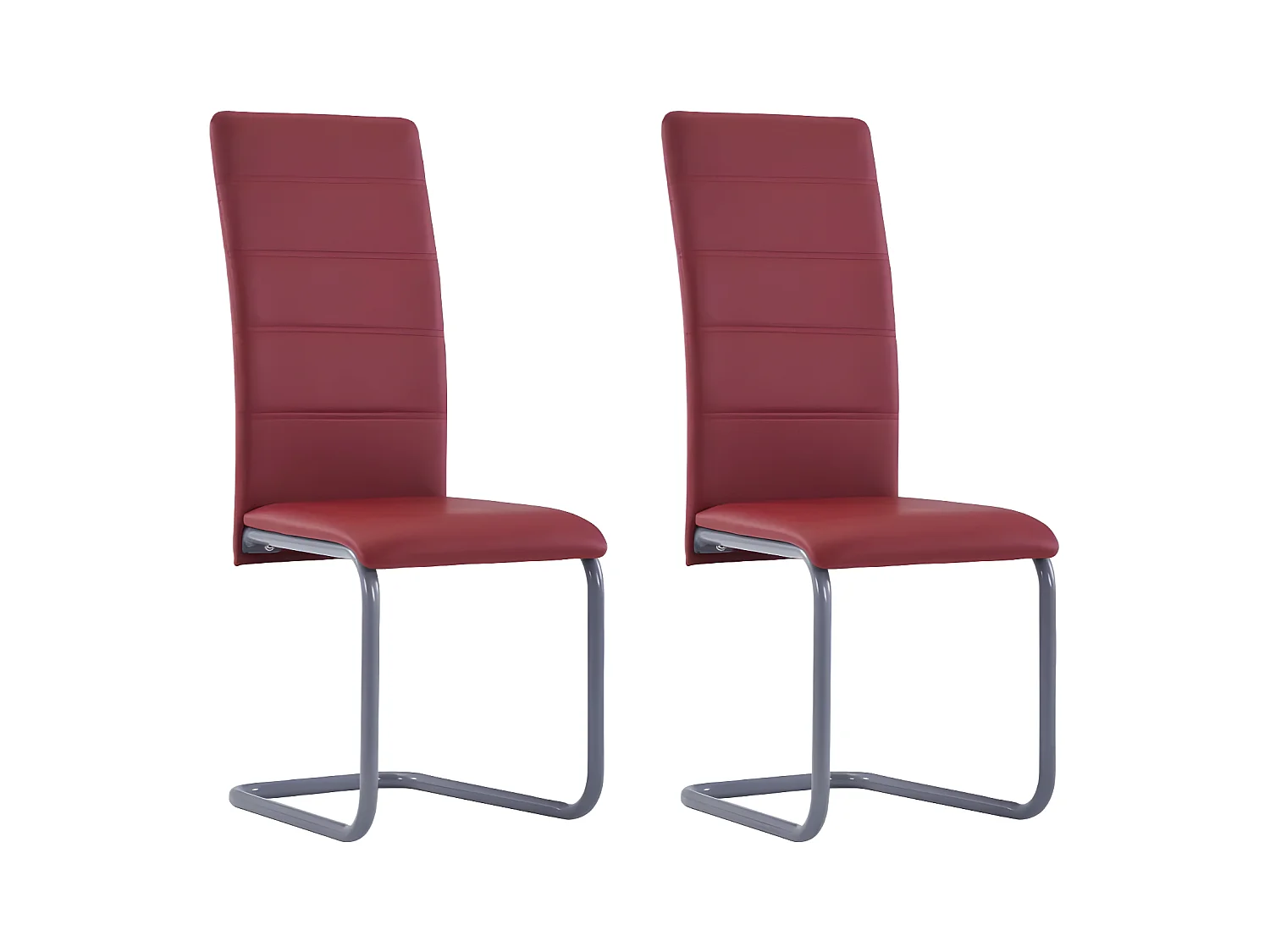 Chaise de salle à manger simili cuir rouge et métal gris Feedy - Lot de 2