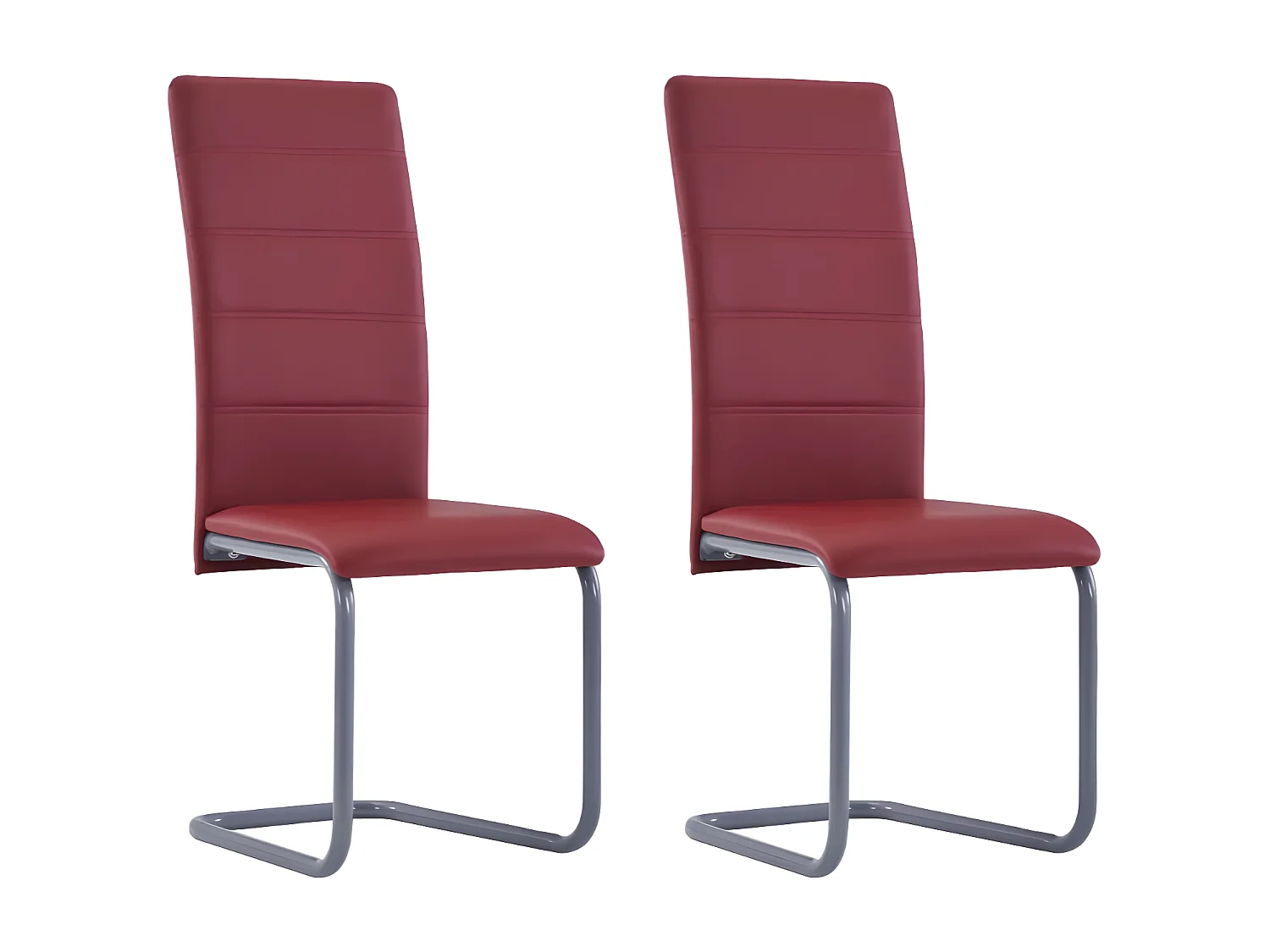 Chaise de salle à manger simili cuir rouge et métal gris Feedy - Lot de 2