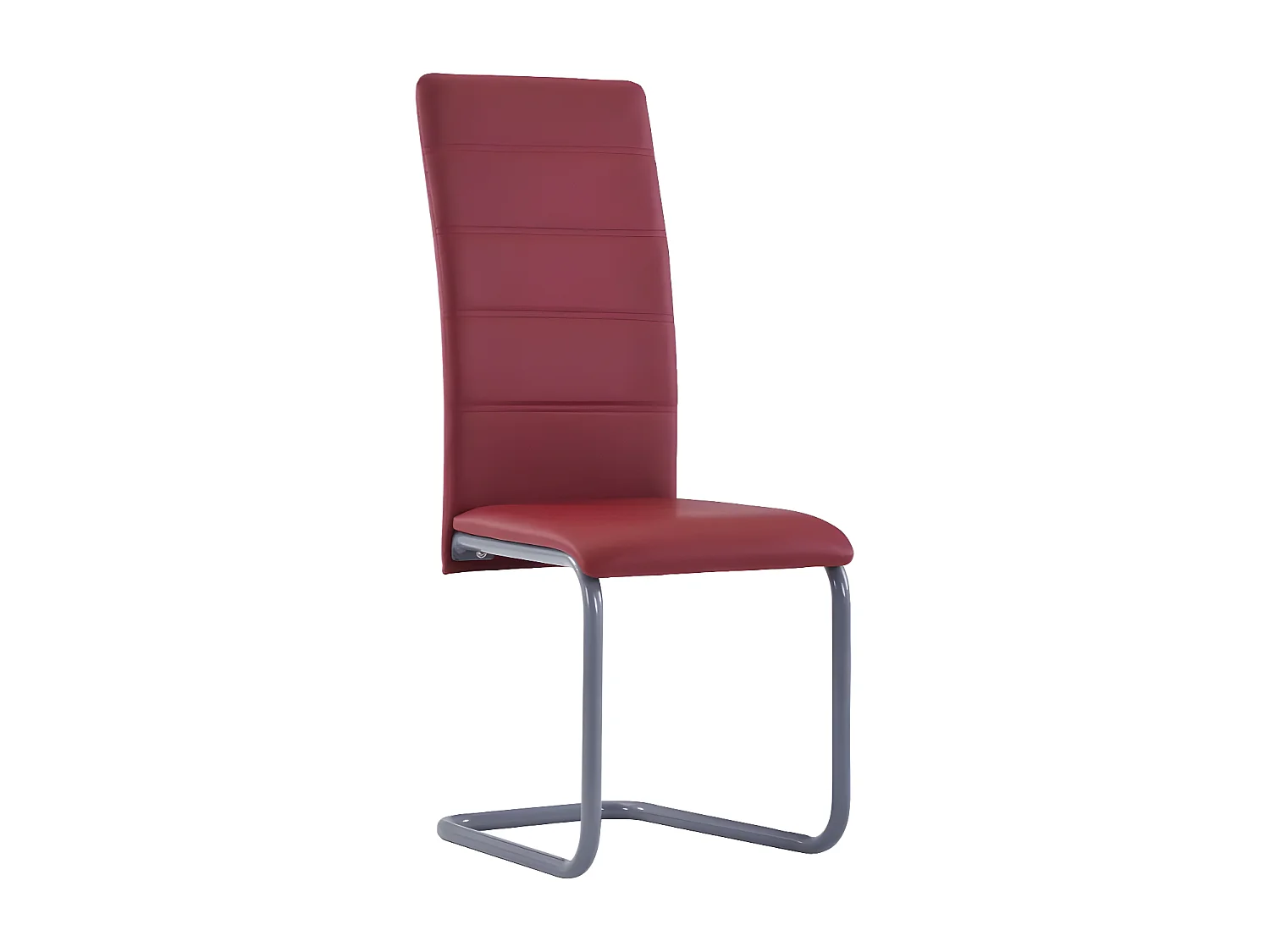 Chaise de salle à manger simili cuir rouge et métal gris Feedy - Lot de 2