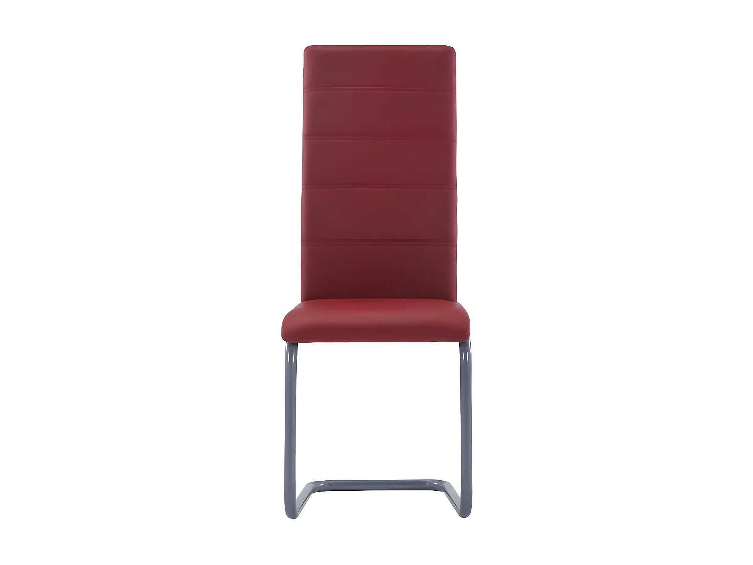 Chaise de salle à manger simili cuir rouge et métal gris Feedy - Lot de 2