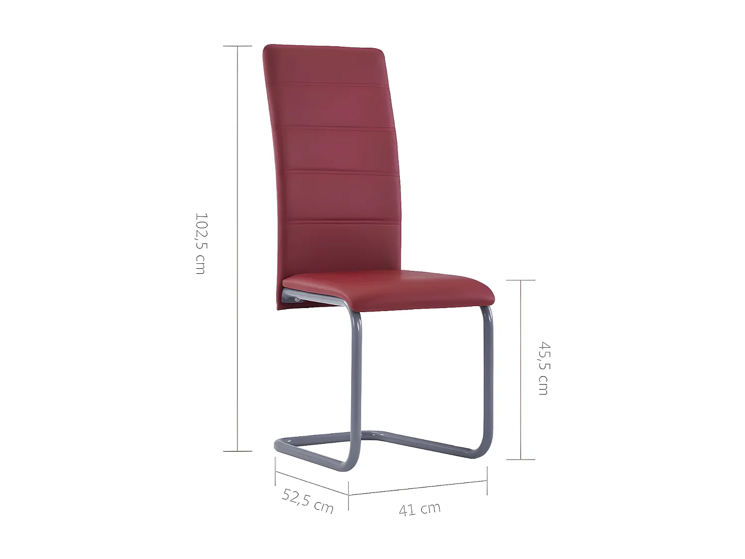 Chaise de salle à manger simili cuir rouge et métal gris Feedy - Lot de 2