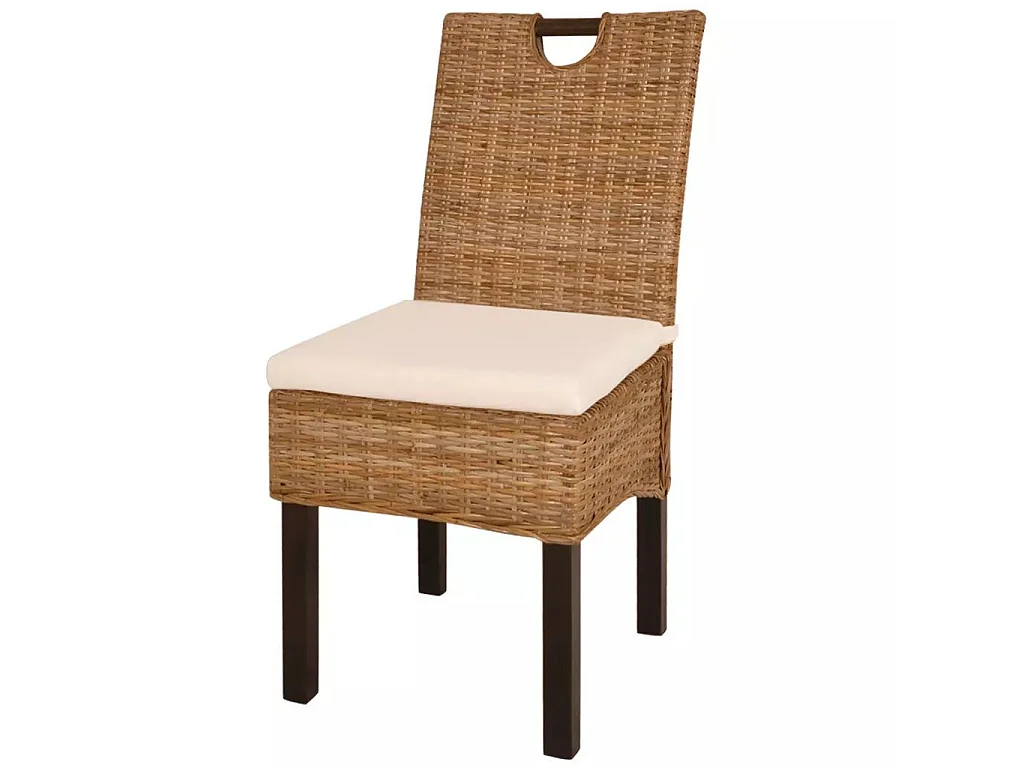 Chaises de salle à manger 6 pcs Rotin Kubu Bois de manguier