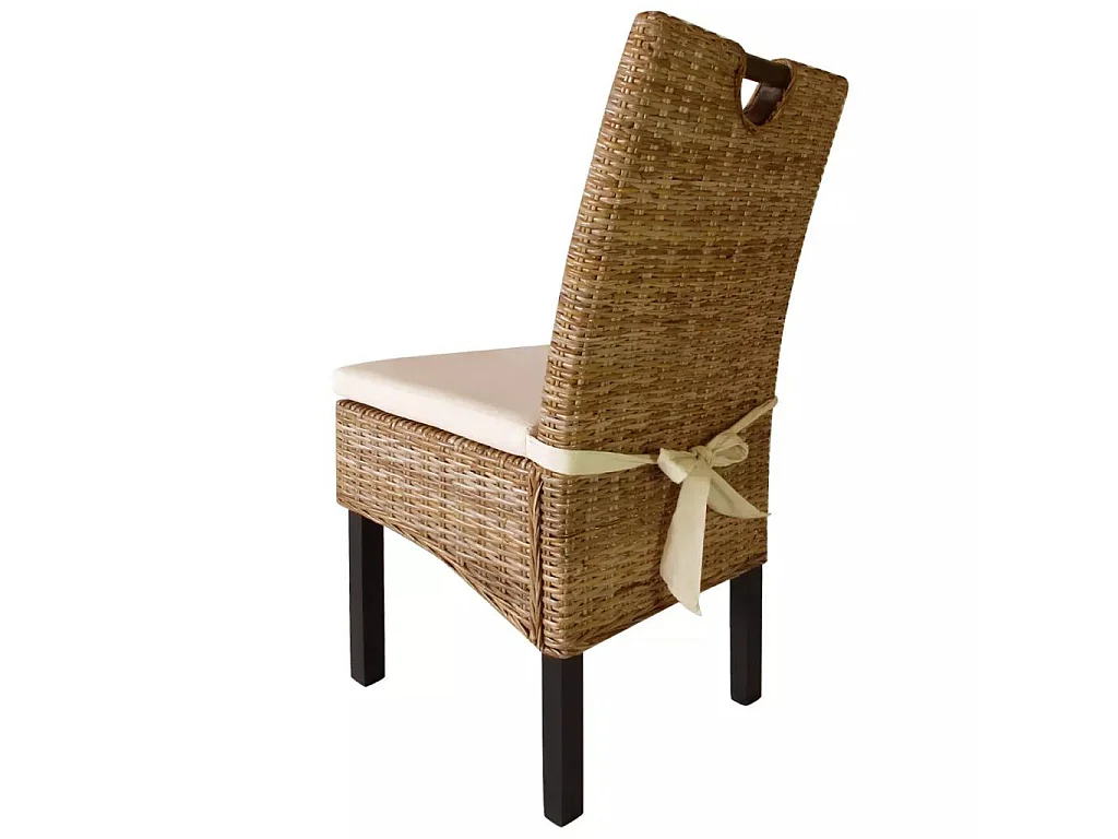 Chaises de salle à manger 6 pcs Rotin Kubu Bois de manguier