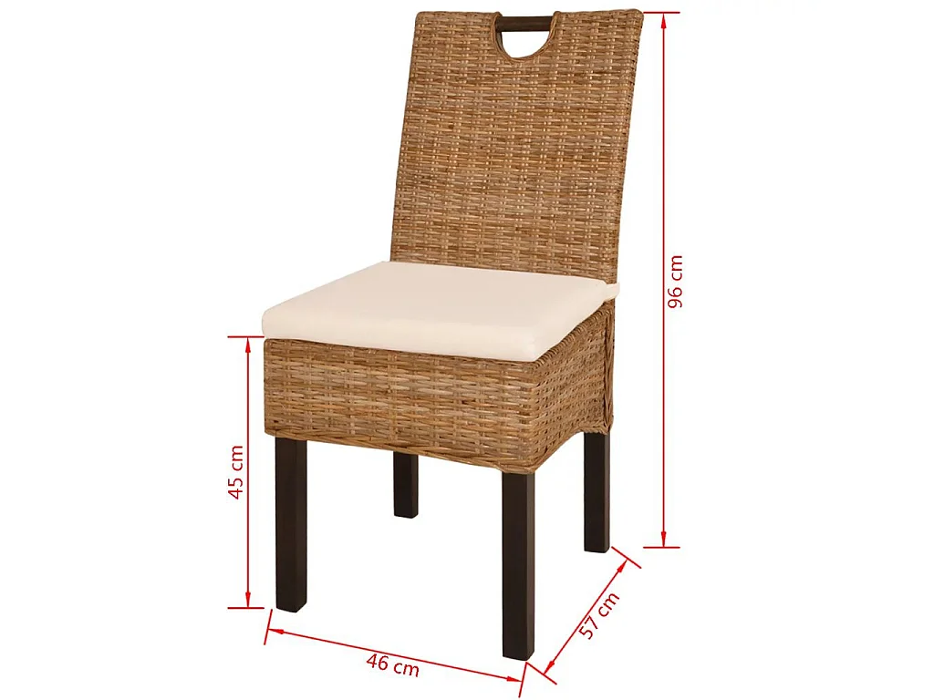 Chaises de salle à manger 6 pcs Rotin Kubu Bois de manguier
