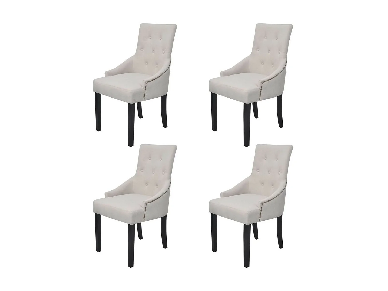 Chaises de salle à manger 4 pcs Gris crème Tissu
