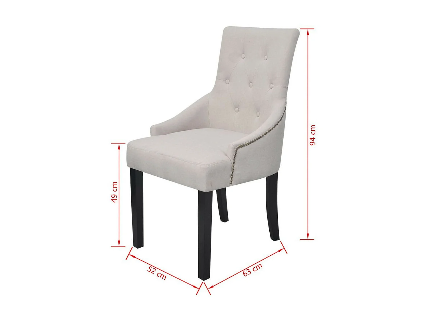 Chaises de salle à manger 4 pcs Gris crème Tissu
