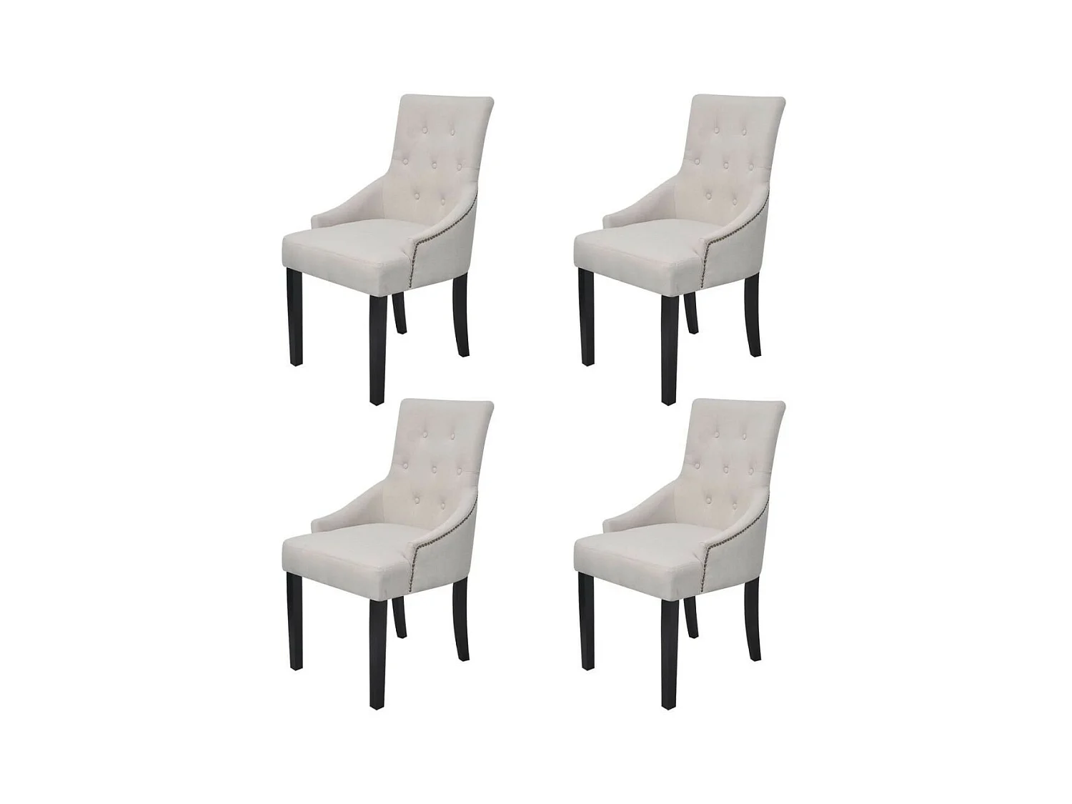 Chaises de salle à manger 4 pcs Gris crème Tissu
