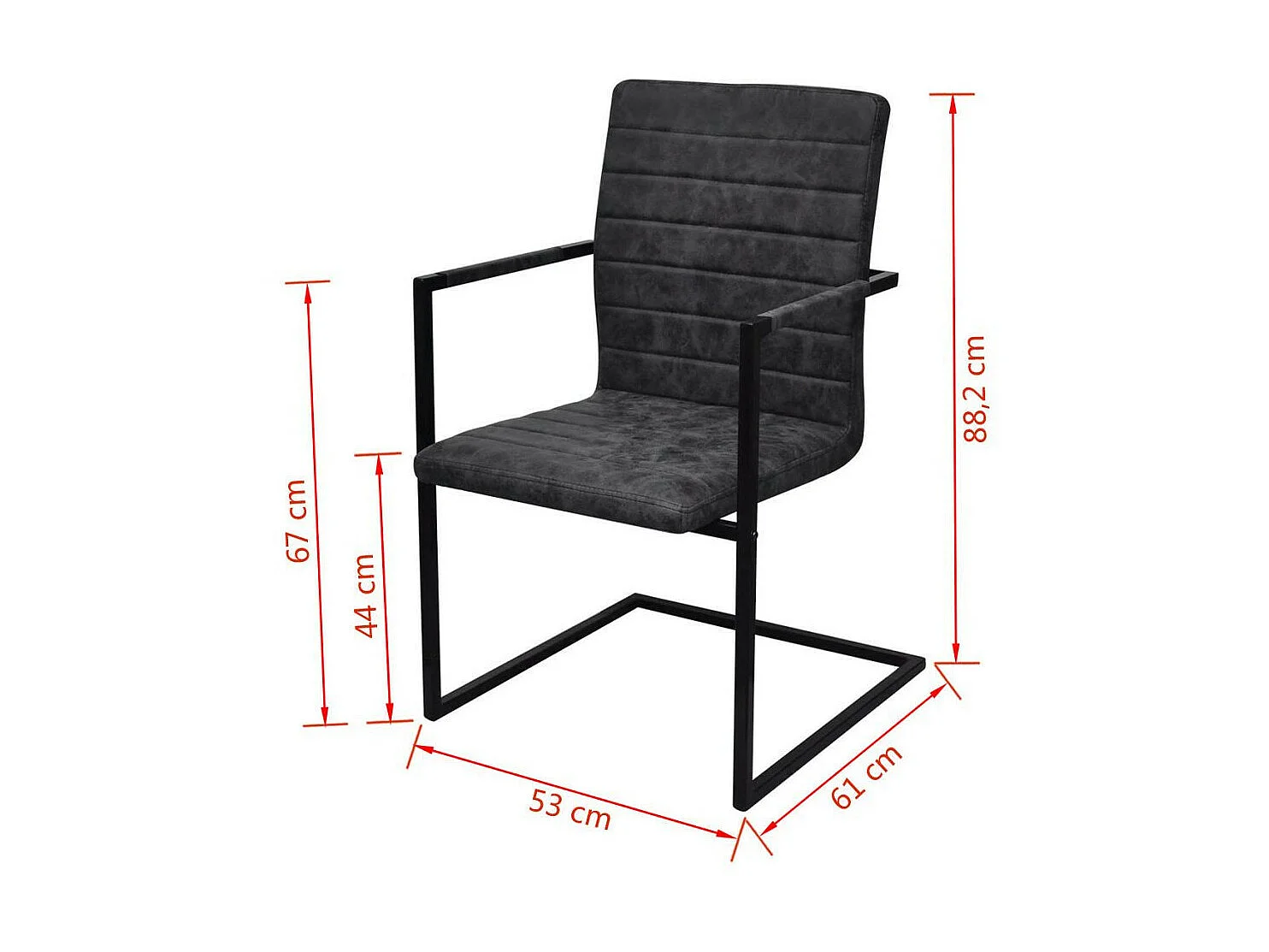 Chaises de salle à manger cantilever 2 pcs Noir Similicuir 3