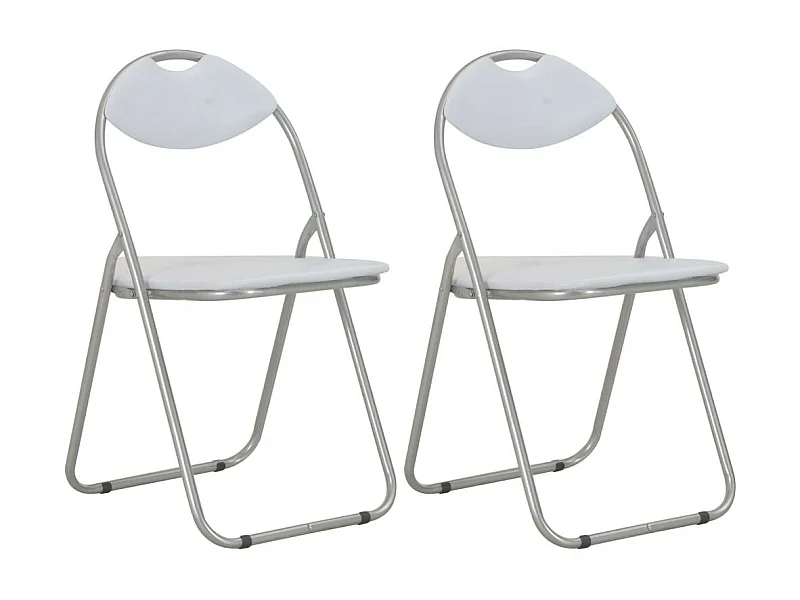 Chaises pliantes de salle à manger 2 pcs Blanc Similicuir