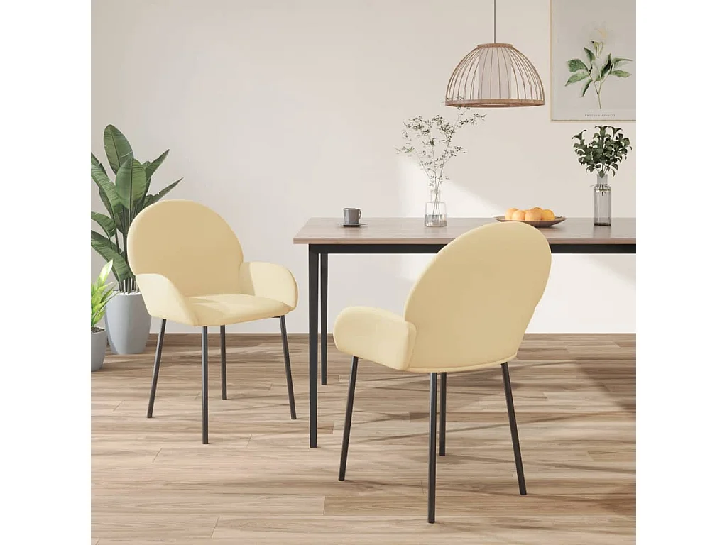 Chaises de salle à manger 2 pcs Crème Velours 4